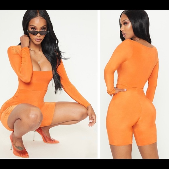 Orange Long Sleeve Romper/Jumpsuit - Picture 3 of 6